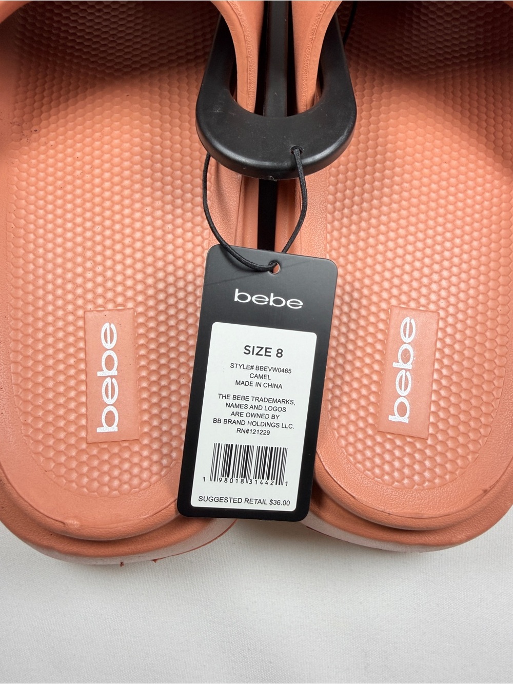 Bebe Foam Slide Sandals Camel Size 8 Lightweight Comfort Pool Slides NWT - Picture 5 of 6